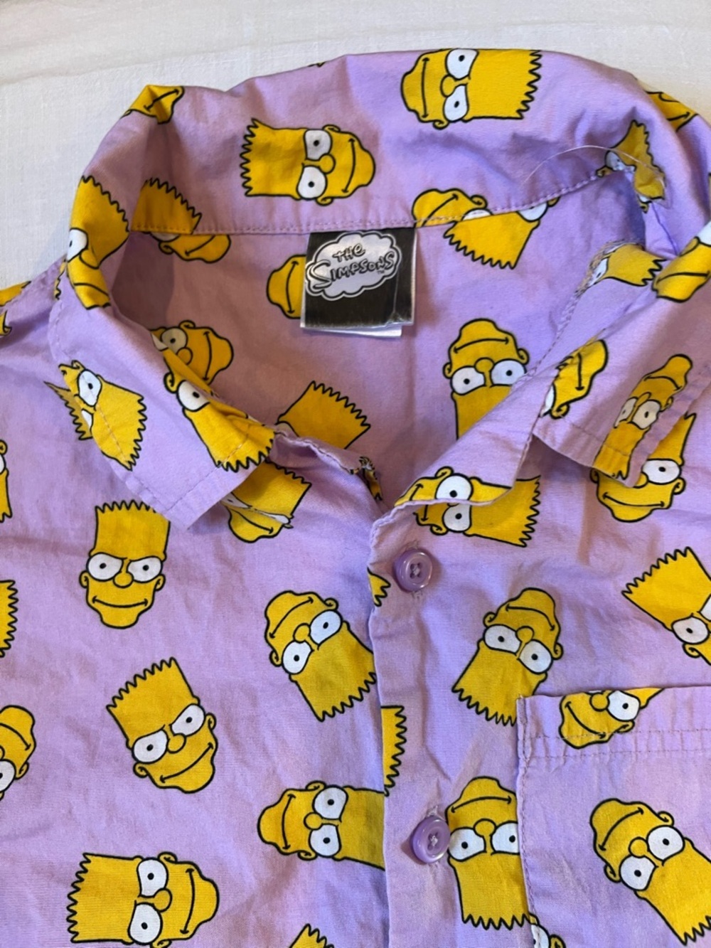 Authentic Kids'  Cotton Short-Sleeve Button-Down Bart Simpson Print L